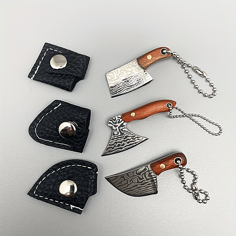 3pcs Set Stainless Steel Marble Pocket Knife Pendant Keychain For