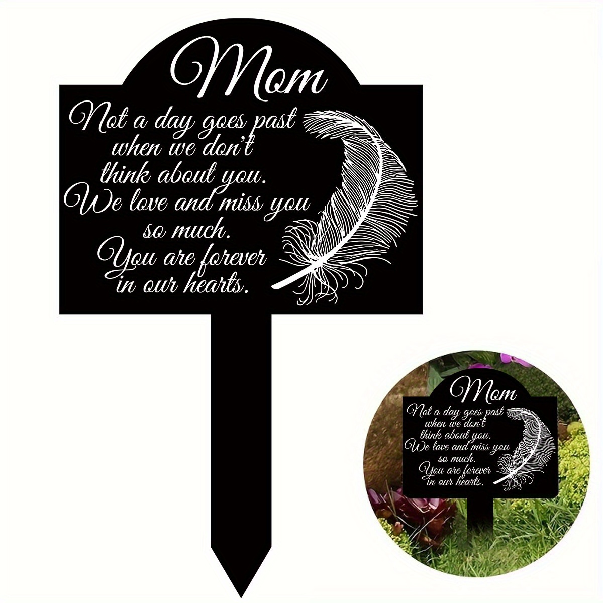 

1pc Personalized Plaques For Outdoors Grave 4.92x7.87 Stakes Bereavement For Loss Of Mom Decorations