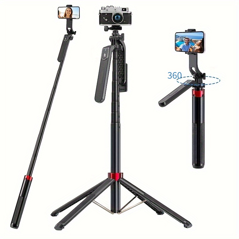 Selfie stick con luz de relleno, todo en uno, trípode portátil con control  remoto inalámbrico desmontable, compatible con iPhone 13/12/11 y Android