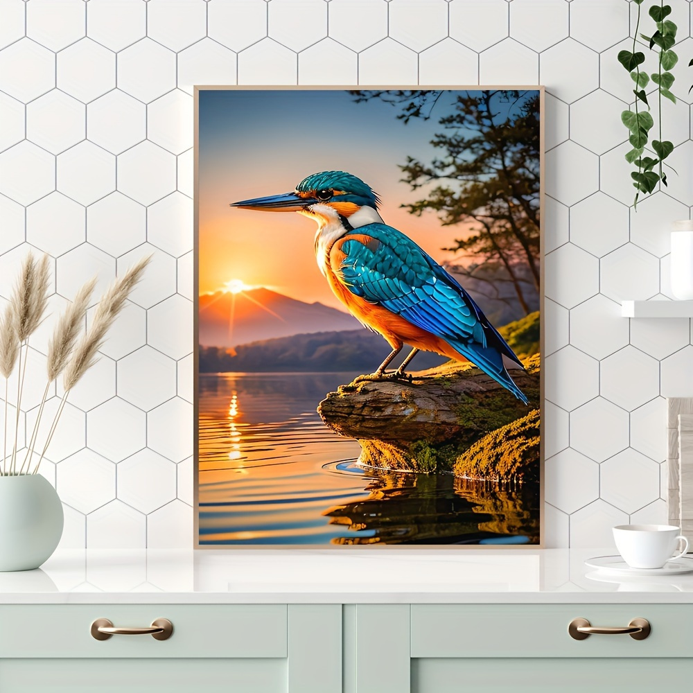 

1pc 30x40cm/11.8x15.7in Adult Frameless Diamond Painting Kit, Kingfisher Pattern, 5d Diamond Round Diamond Painting, Diy Crafts, Suitable For Home Decoration, Wall Decoration, Creative Gifts