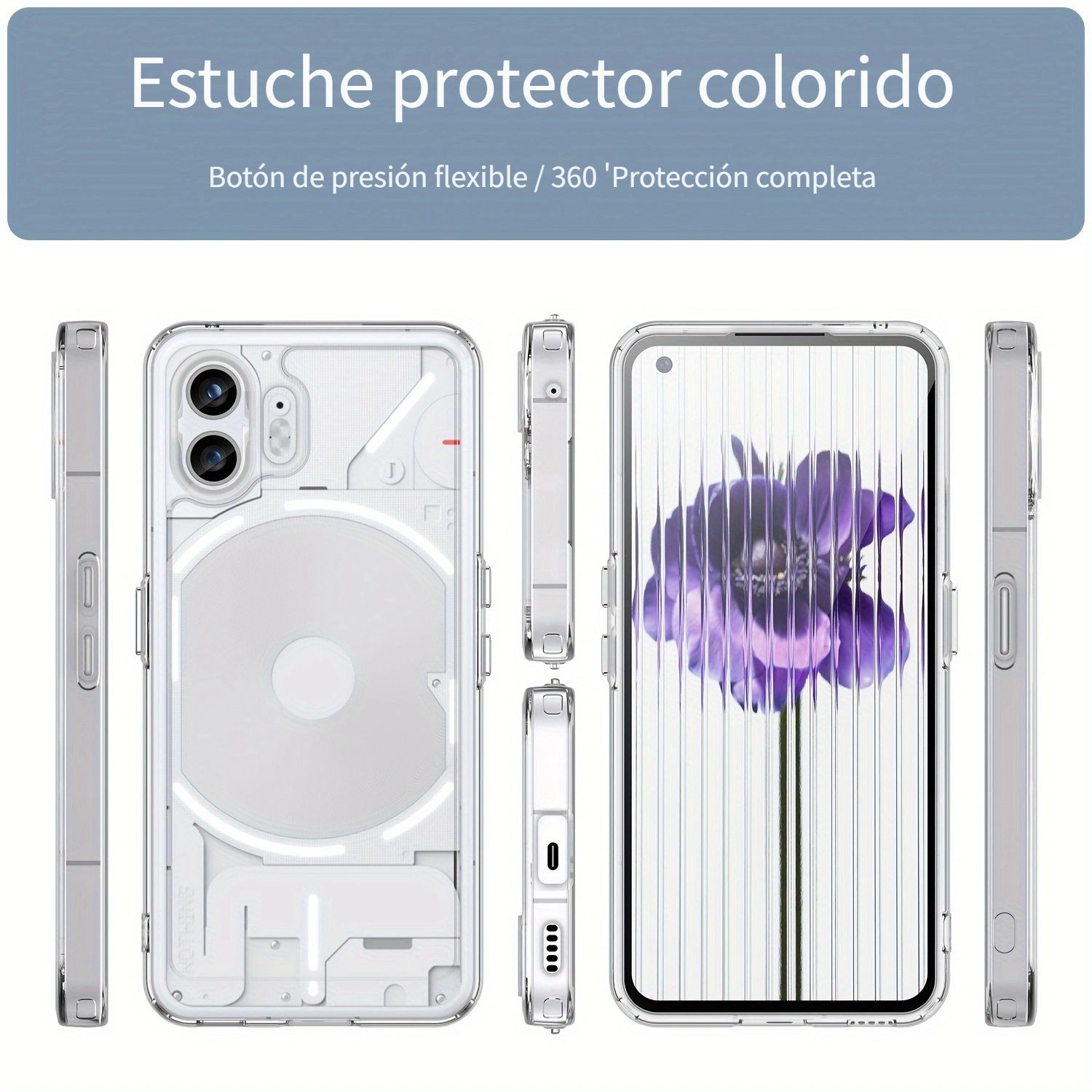 Crystal Clear Nothing Phone 2 Case.Soft Slim Fit Transparente Plastic TPU  Funda protectora de silicona para Nothing Phone 2 [agarre delgado y cómodo]