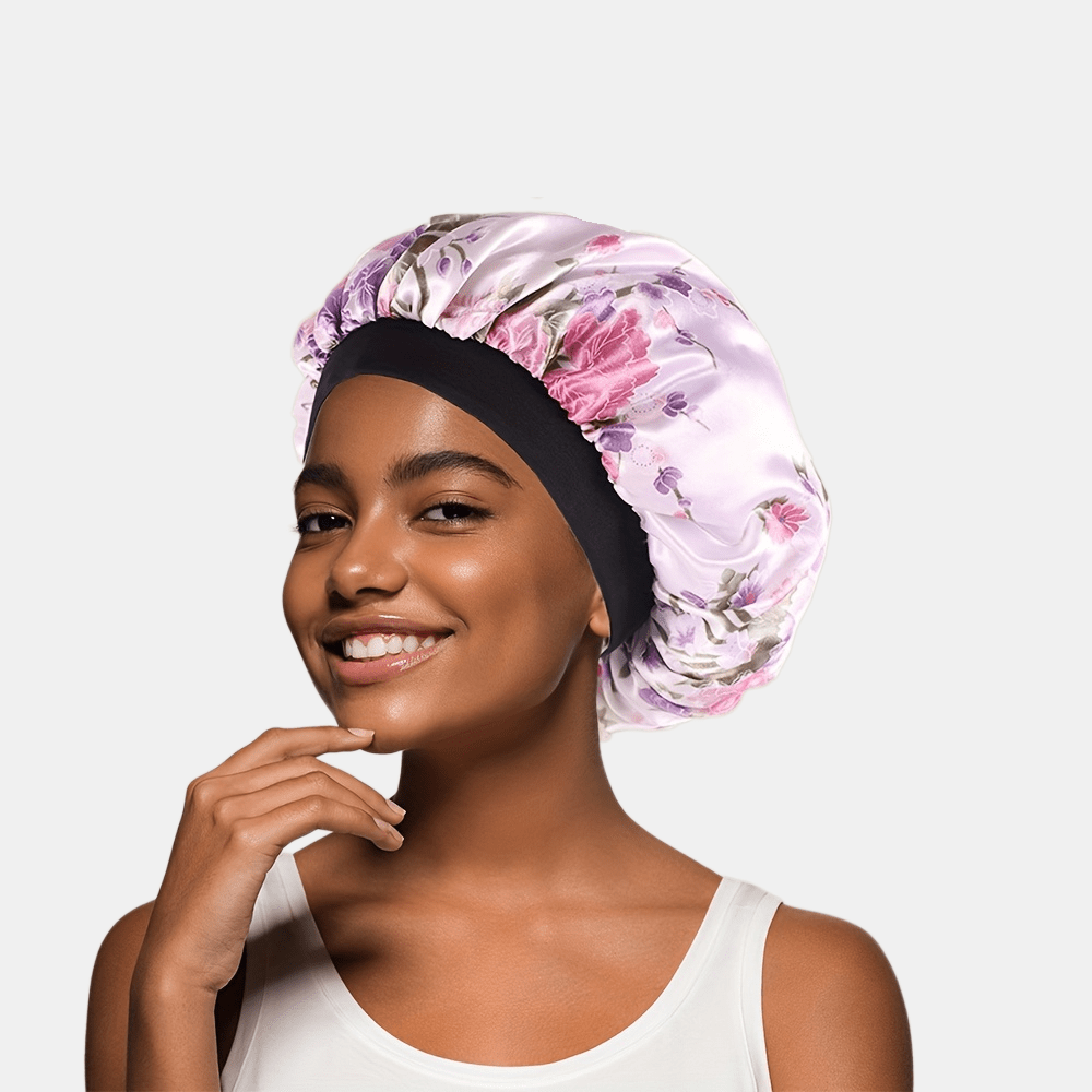 4pcs silky satin bonnet reusable shower cap elastic wide Temu