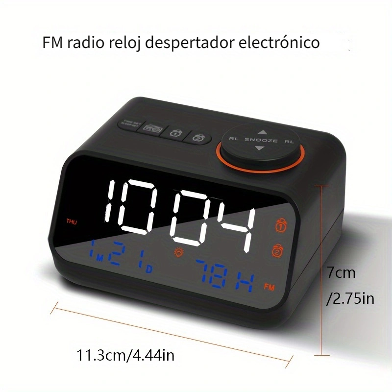 Radio reloj despertador con visualización LED de 1.8 pulgadas, de carga  USB, alarma dual, respaldo de batería (Versión actualizada) Mesqool AM/FM