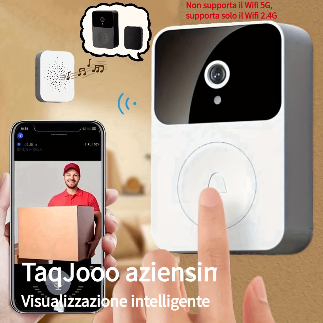 1 Pz. Videocamera Citofono Wireless Campanello Visivo - Temu