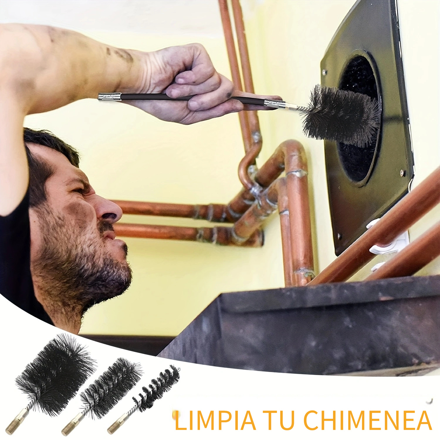 Cepillo cepillo circular de nylon Dn 120 mm para limpieza de chimeneas,  estufas, chimeneas, calderas.
