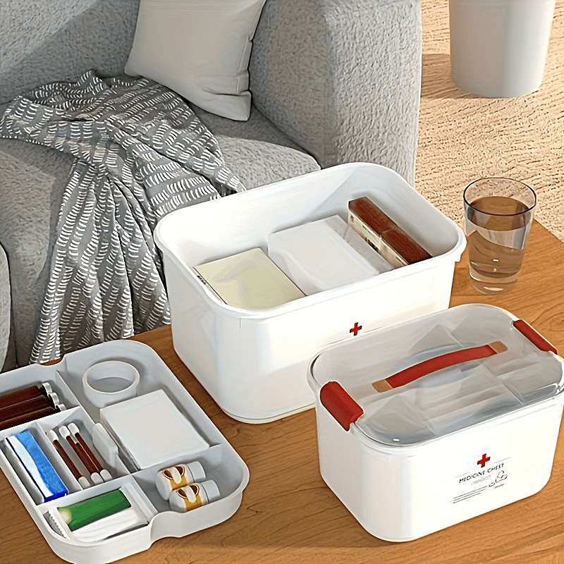Boîte à pharmacie de premiers secours avec mini boîte à pharmacie - 2  compartiments - Boîte de rangement