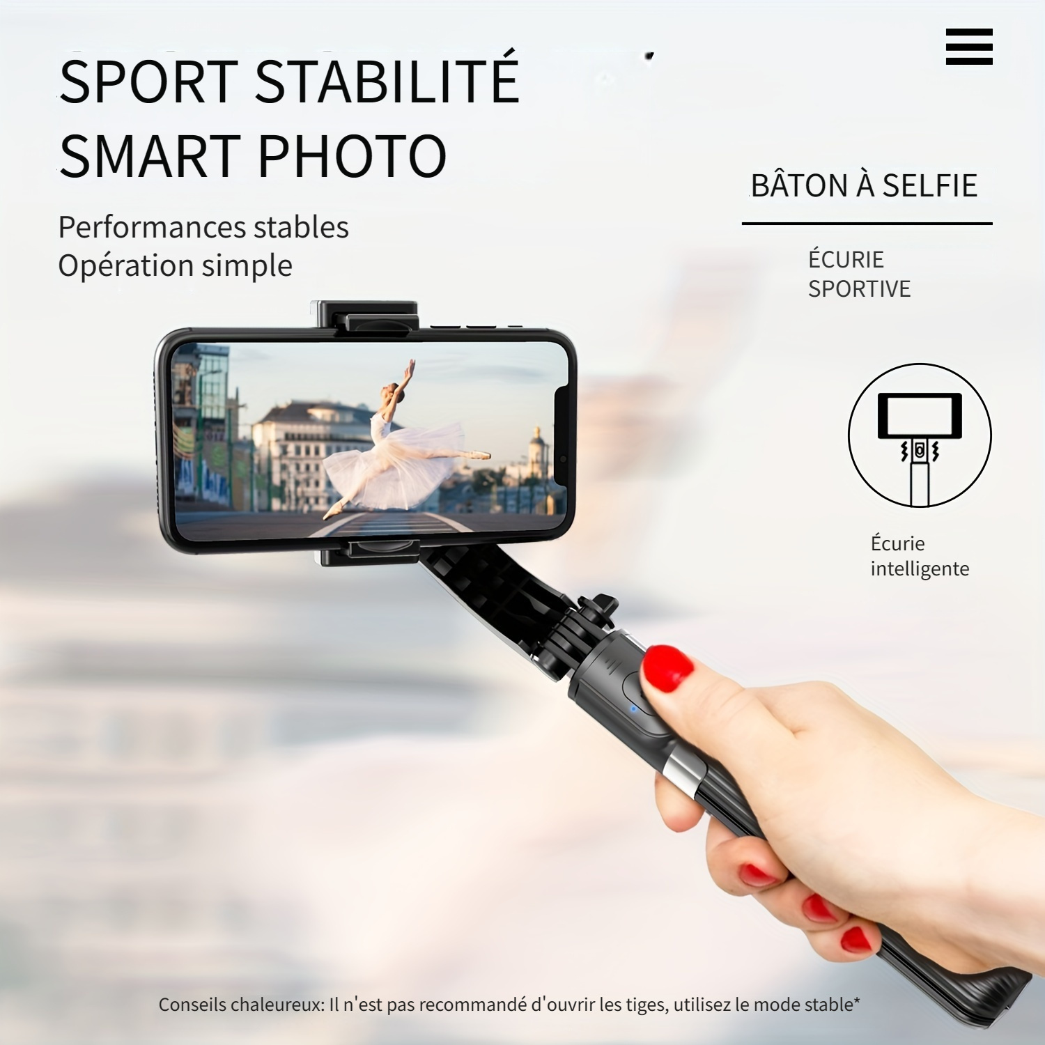 Perche Selfie Pocket pour Vidéos, Vlogs Gopro et Smartphones