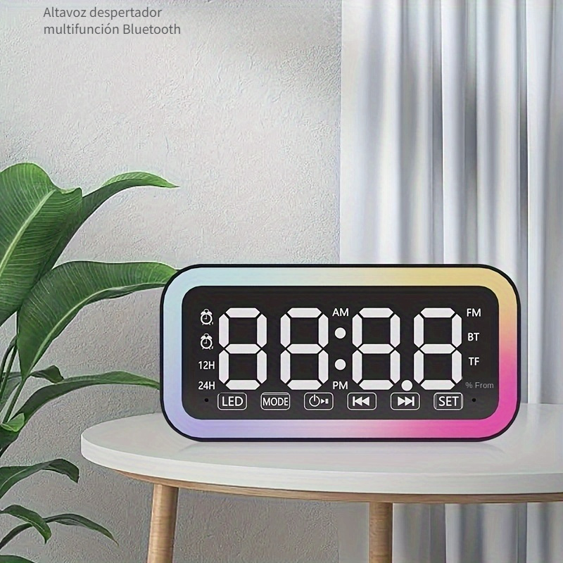 Espejo LED Reloj Despertador Digital Altavoz Altavoz - Temu Mexico