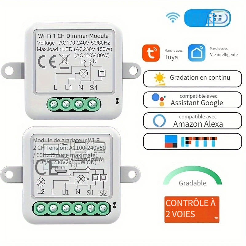 2PCS Prise Connectée Wifi, 16A Compatible avec Android iOS  Alexa  Google Home Assistant, Courant Programmable Télécommande App - Prise,  multiprise et accessoires électriques