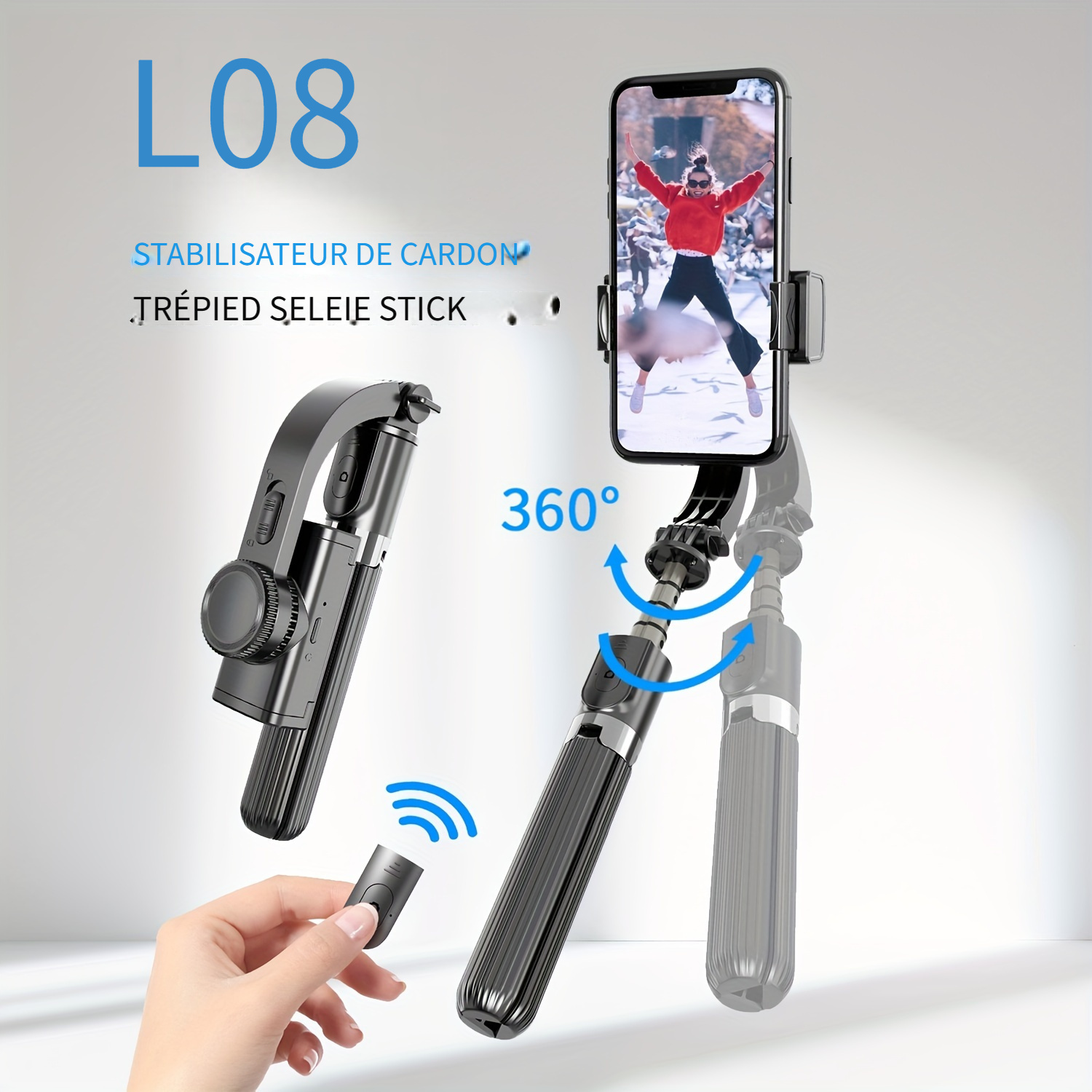 Trépied pour téléphone Portable, trépied pour Smartphone, Appareil Photo,  Support Rotatif à 360° pour iPhone Android avec télécommande Bluetooth :  : High-Tech