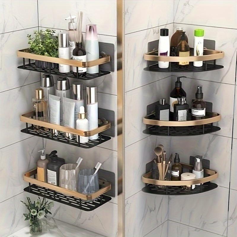 Bathroom Corner Shelf, No-drill Thickened Iron Shower Rack, Makeup  Organizer, Shampoo Holder, Bathroom Storage Rack, Bathroom Accessories -  Temu Belgium