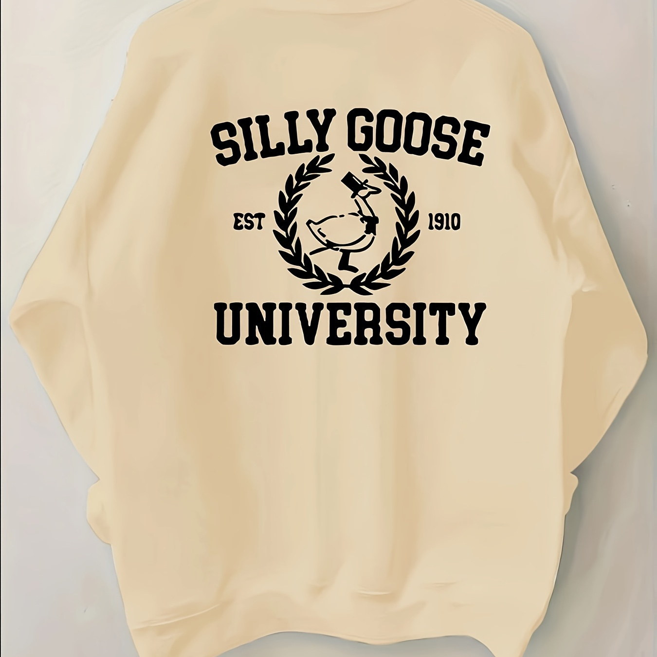 

Silly Goose Print Sweatshirt, Casual Crew Neck Long Sleeve Sweatshirt, Women's Clothing