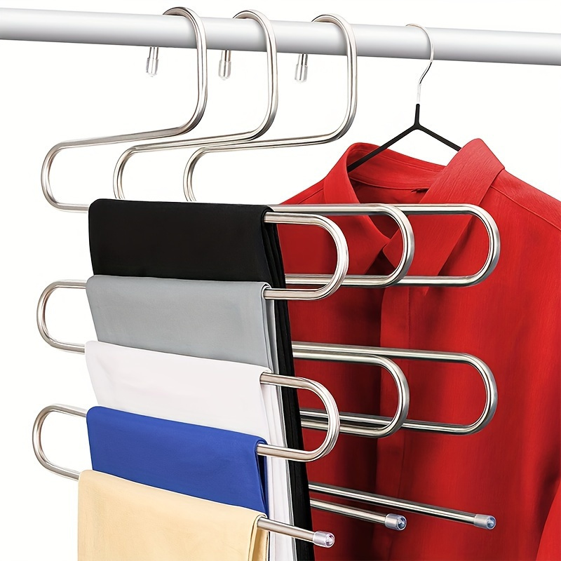 

Organize Your Closet With These Durable Multilayer Stainless Steel S-shape Hangers!