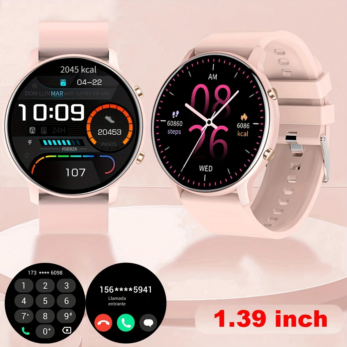 Reloj inteligente para mujer (recepción de llamada/dial), rastreadores de  fitness, relojes inteligentes impermeables para teléfonos Android, reloj