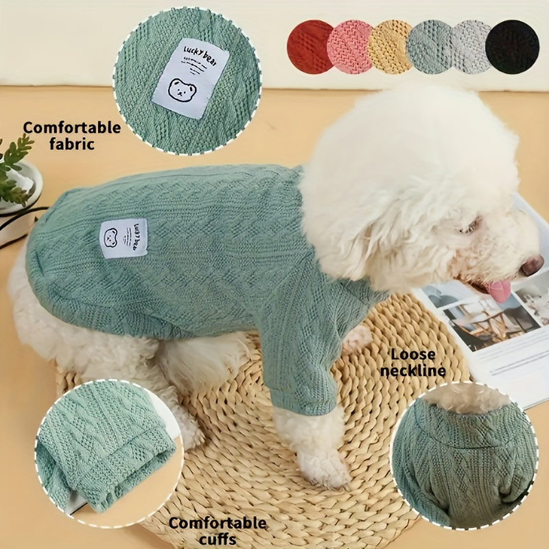 

1pc Cute Dog Sweater, Pet Knitted Clothing, Solid Color Dog Clothes For Small Dogs