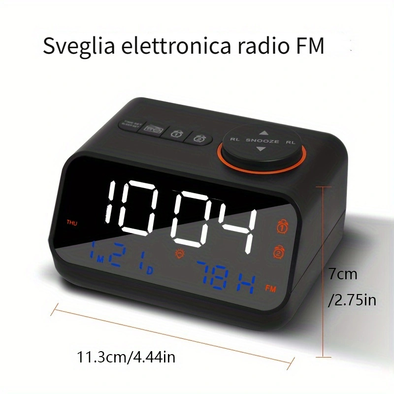 Radio sveglia digitale, Display a LED, Proiezione, AM / FM, funzione  snooze