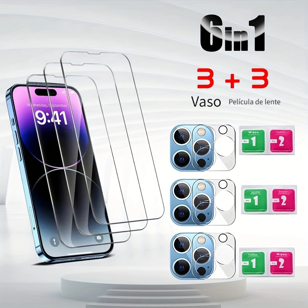 5Pcs Vidrio Templado Para IPhone 14 13 12 11 Pro Max - Temu