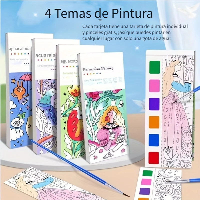 Mini 3 juegos de libros de pintura al agua, mini libros para colorear para  dibujar libro para dibujar papel para colorear libro para pintar libro de