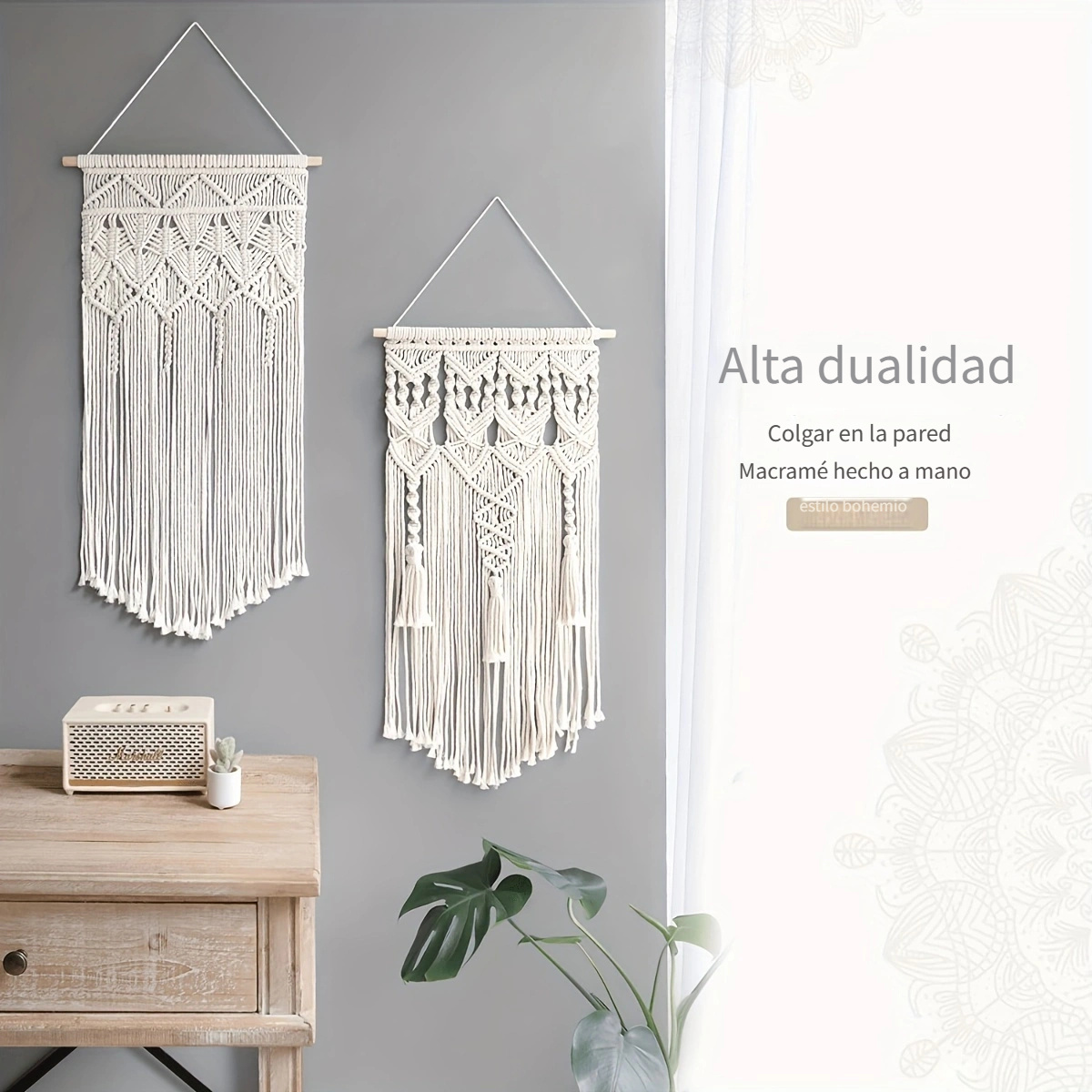 Tapiz de pared de macramé geométrico colgante de pared Boho 