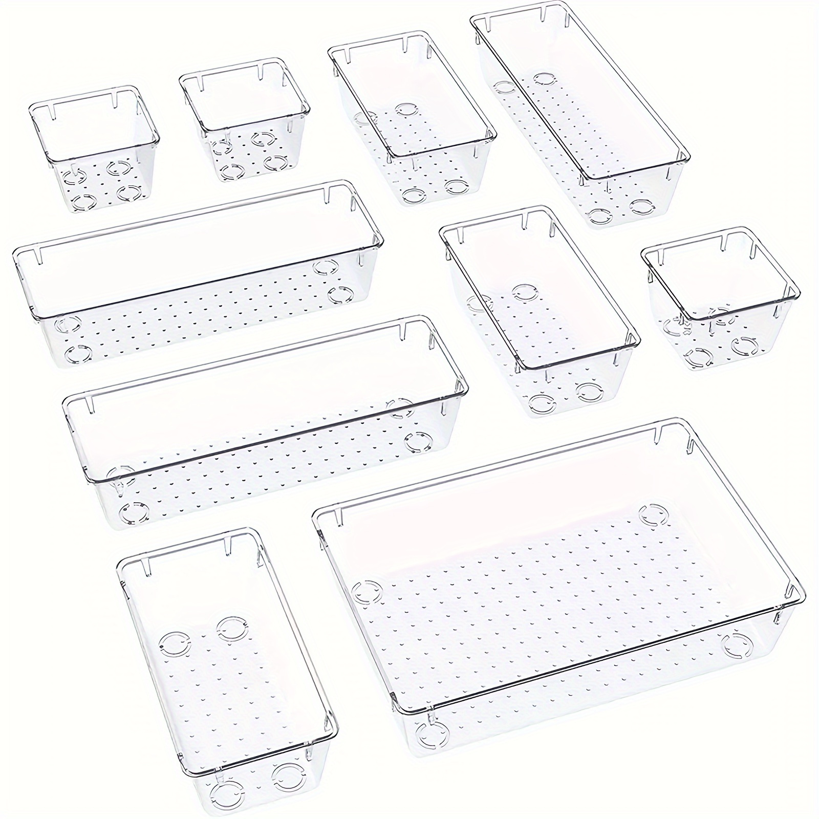 Clear Plastic Drawer Organizers Set 4 size Versatile Trays - Temu