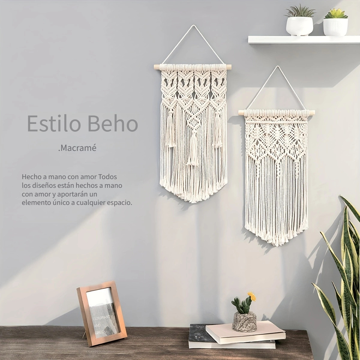 Tapiz de pared de macramé geométrico colgante de pared Boho 