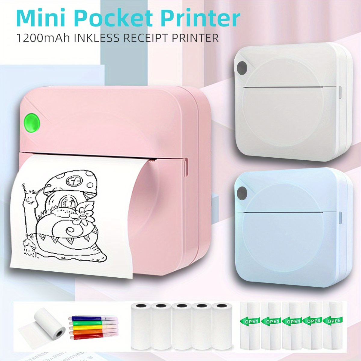 Pocket Mini Printer Portable Wireless Thermal Photo Printer - Temu