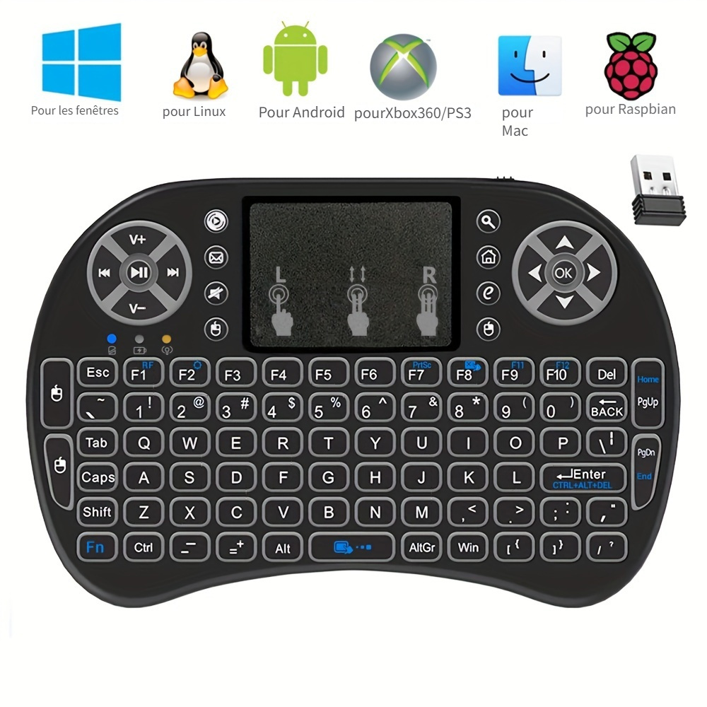 Mini clavier sans fil pavé tactile rétroéclairé souris combo
