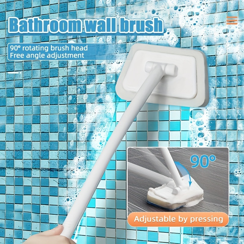 

1pc Long Handle Bathroom Wall Brush With Removable Head - Multi-functional Cleaning Tool For Floors, Bathtubs, And Ceramic Tiles