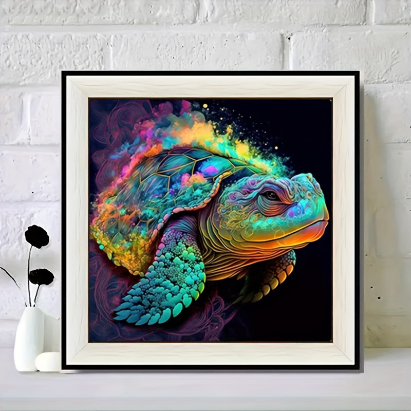 Beautiful Deep Sea Colorful Big Turtle Round Artificial Diamond Painting  Kits 5D Art Embroidery Cross Stitch Painting Diamond Painting Art 1pc  20*20cm