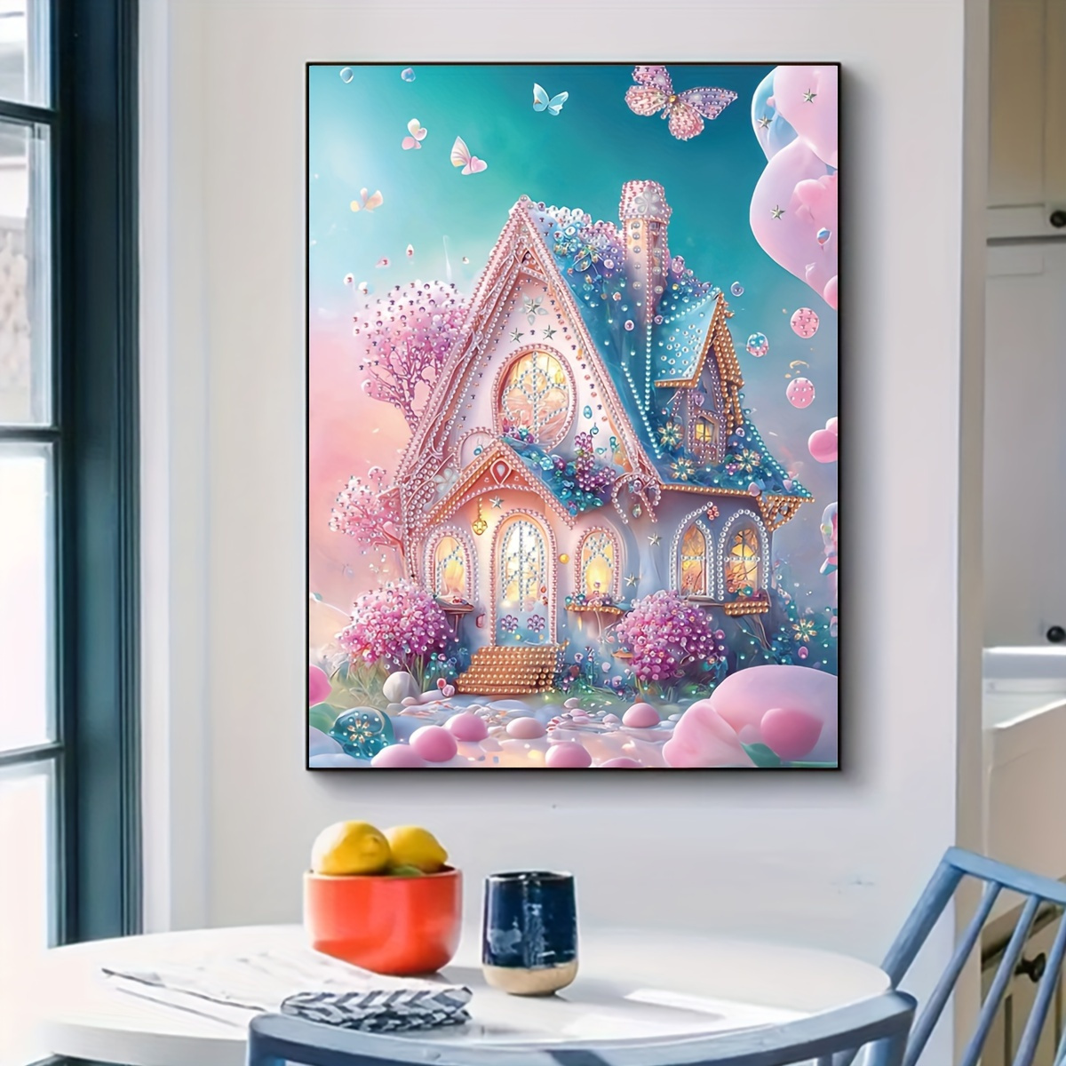 

1pc Fairy Tale Cabin Landscape Diamond Painting Kit, 5d Diy Special Shape Crystal Local Diamond Painting Craft, Suitable For Home Wall Decoration Art.