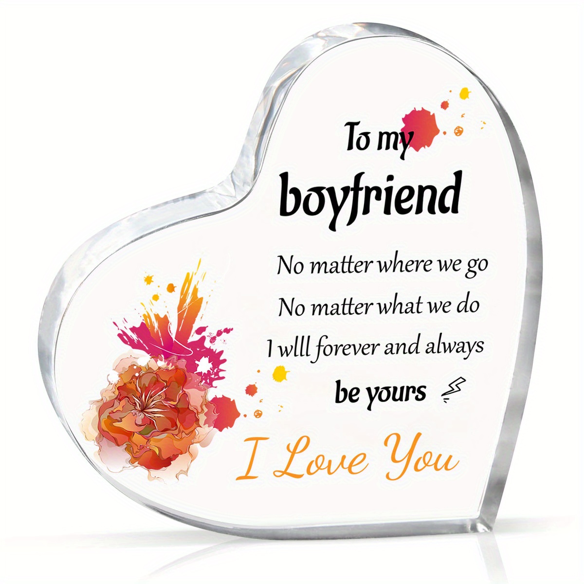  Gifts for Boyfriend from Girlfriend Birthday gifts for Him I  Love You Valentines Gifts for Him Fiance Heart Glass Crystal Love Keepsake  Paperweight Presents for Men : Office Products