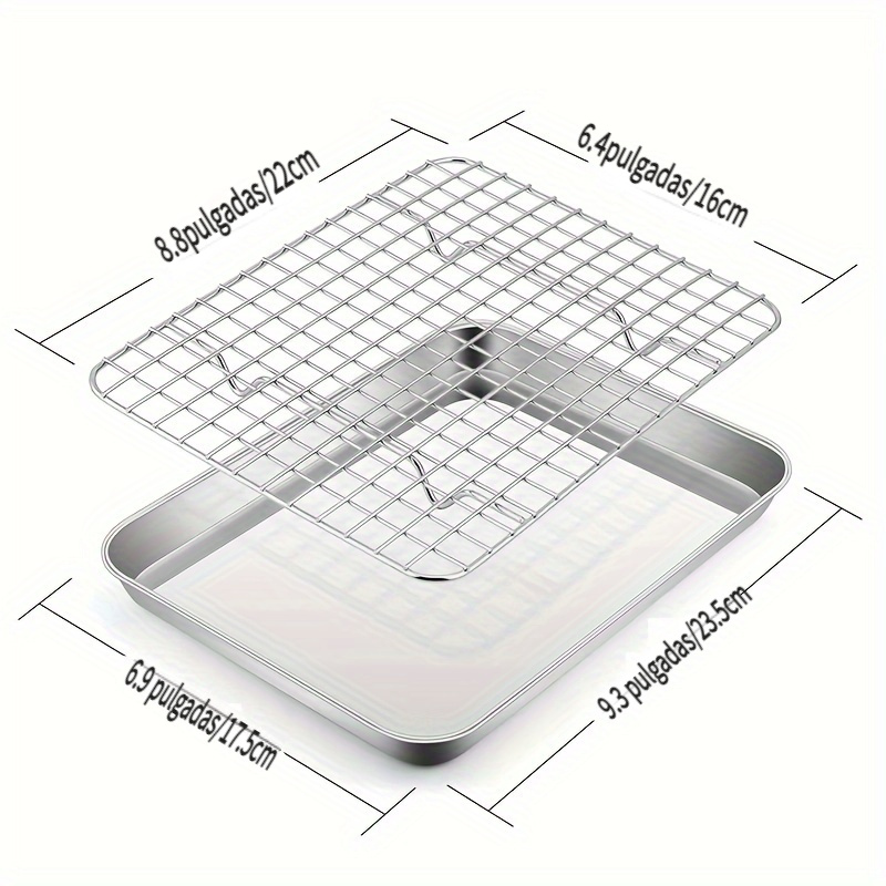 TeamFar Juego de 3 bandejas para hornear, de acero inoxidable, bandeja para  hornear, saludable y no tóxica, acabado espejo y libre de óxido, fácil de