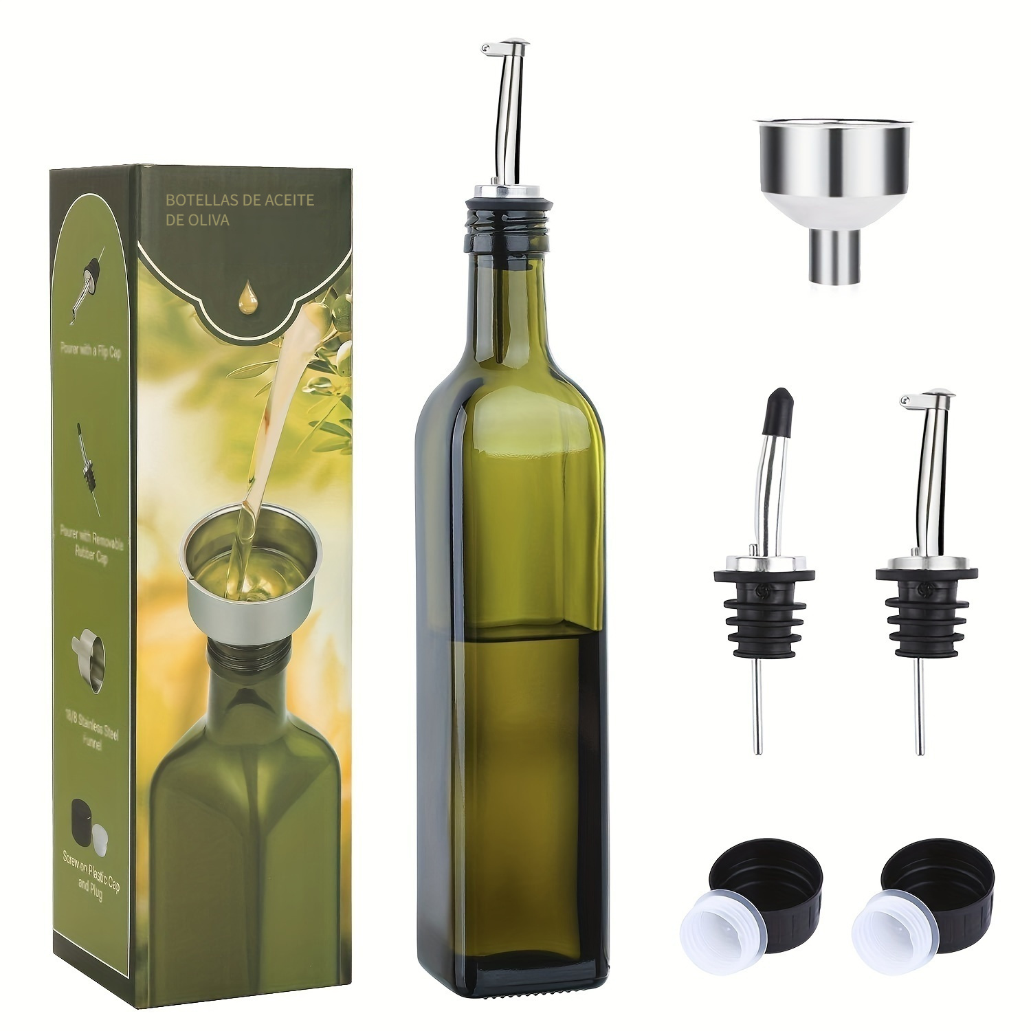 Norbase – Dispensador de aceite de oliva, dispensador de aceite para  cocinar, rellenable, botella de vidrio con medidas para barbacoa, hornear,  – Yaxa Store
