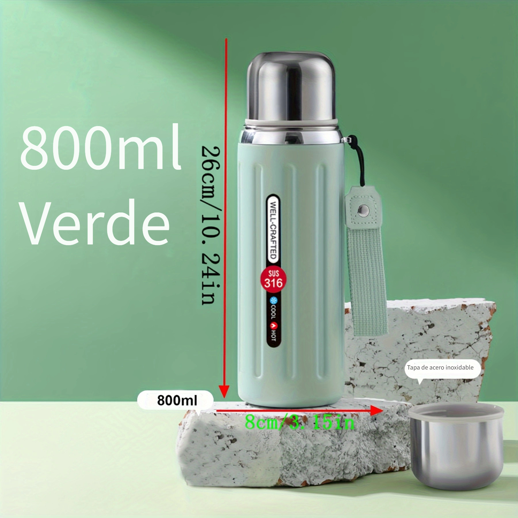 Termosflask grande - Botella aislada de acero inoxidable de 101 onzas para  viajes con taza sin BPA – Termos aislados al vacío de gran tamaño de 3