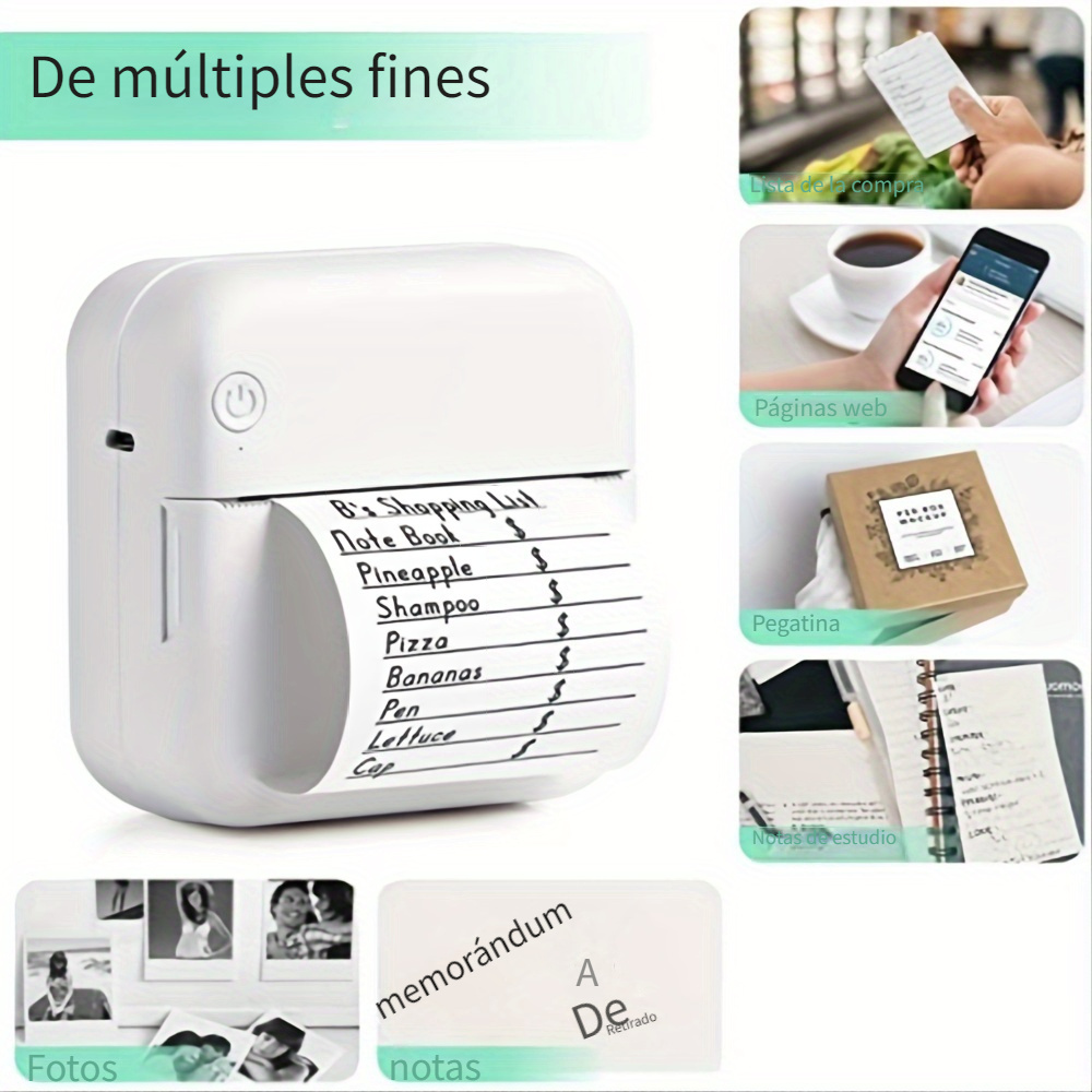 Mini impresora portátil de bolsillo, impresora fotográfica sin tinta para  impresora inalámbrica para IOS/Android Smartphone - Temu