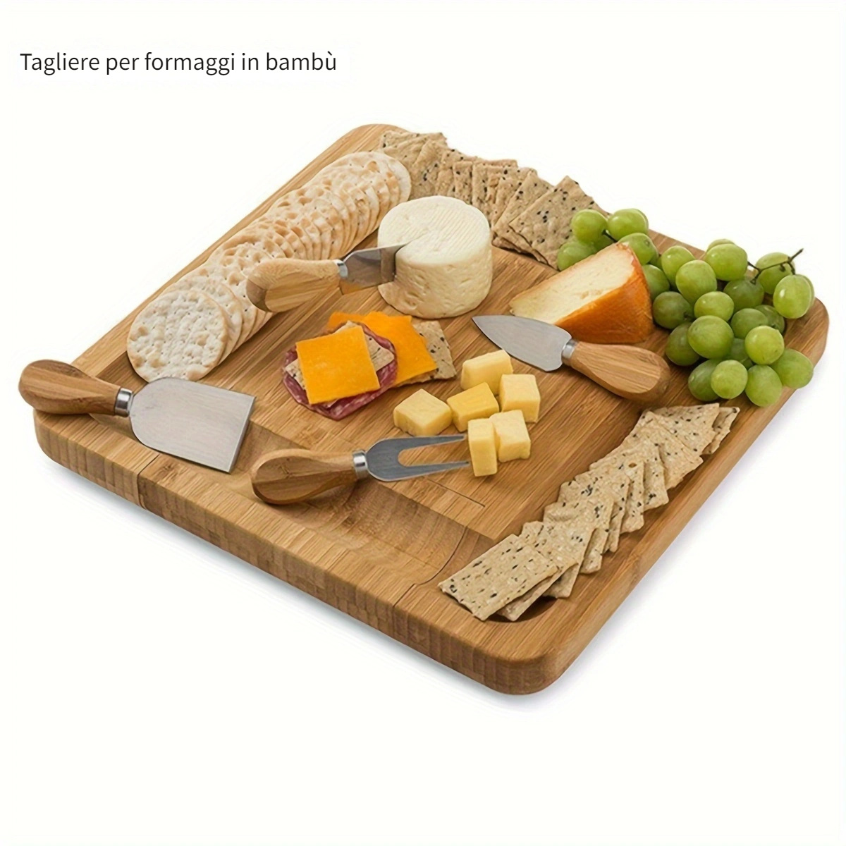 Tagliere in Bambù per Formaggi e Set di Coltelli, Ciotole di Ceramica e  Apribottiglie – Tagliere Salumi Legno, Ideale per Serate Gourmet, Regali di  Compleanno, Nozze, Mamme : : Casa e cucina