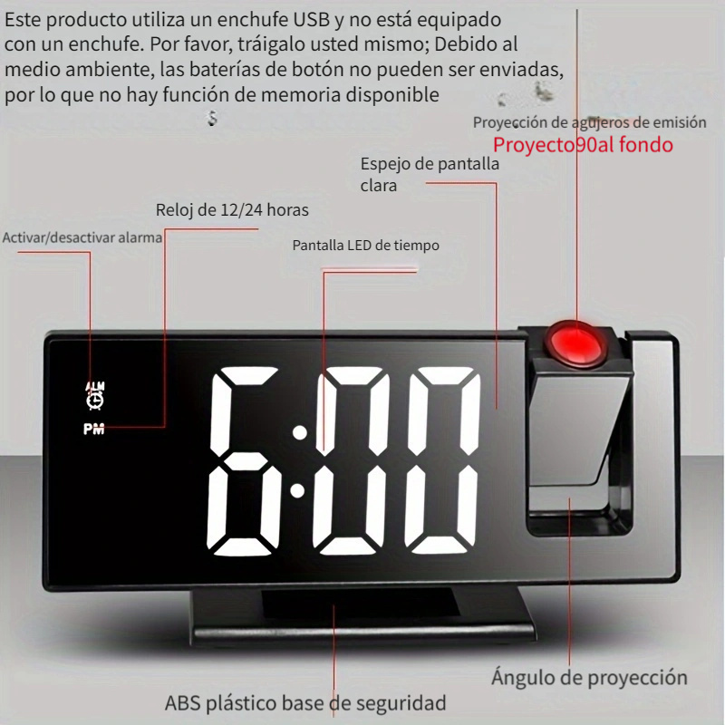 Reloj de proyección Digital inteligente LED, despertador Digital