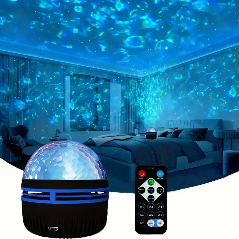 1pc decorations multifunction usb power projection light northern lights projection starry sky effect projection light wave 7 color changing night light projector with remote control for living room bedroom perfect for weddings christmas halloween travel and more details 0