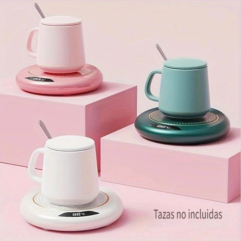  panthem Almohadilla calentadora eléctrica para taza de café,  dispositivo USB de escritorio, almohadilla fina para taza de café, té,  bebida, calentador, tazas, portavasos y almohadilla calentadora, rosa,  verde, blanco (verde) 