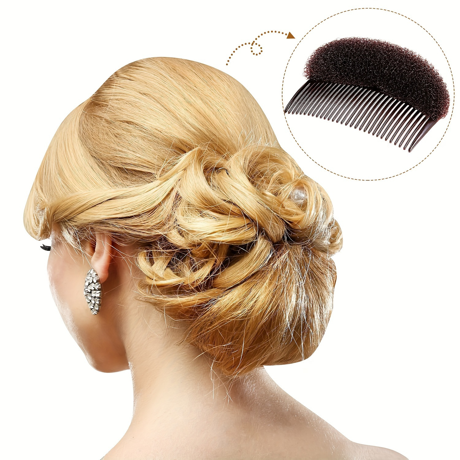 

3pcs Breathable Cushion Hair Applicator Hair Root Fluffy Hair Clip On Both Sides To Raise Invisible Sponge Back Head Disc And Comb Styling Hair Headdress