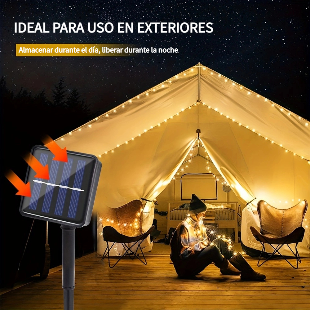 1 Pieza Luz Led Solar Exteriores Lámpara Festón Cadena Luces - Temu Mexico