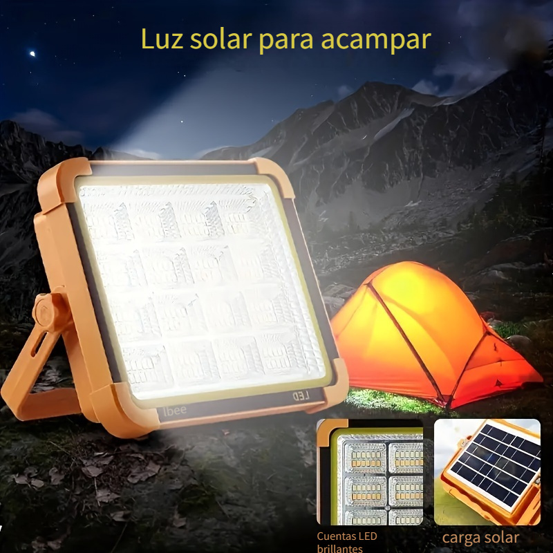 Proyector LED, 100W solar/con batería recargable + emergencia +