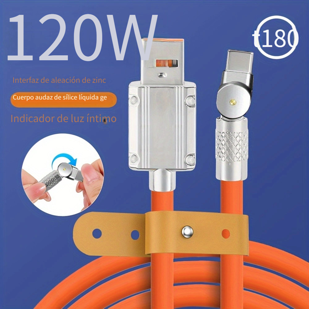 3.3ft/6.6ft 120w Cable Carga Súper Rápida Tipo C Cable Usb - Temu