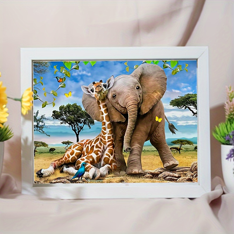 5D Diamond Art Painting Sunrise,Elephant,Animal,Large Size Diamond