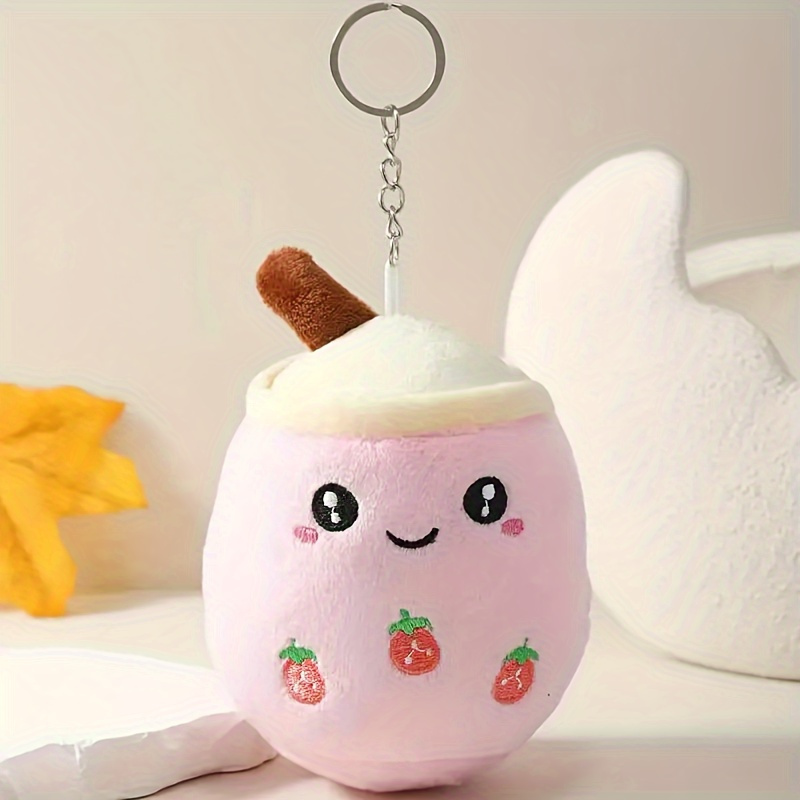 Kawaii Bubble Tea Cup Stuffed Animal Face Boba Soft Pillow Fruit Drink  Apple Pink Strawberry Milk Tea Kids Gift,25CM 