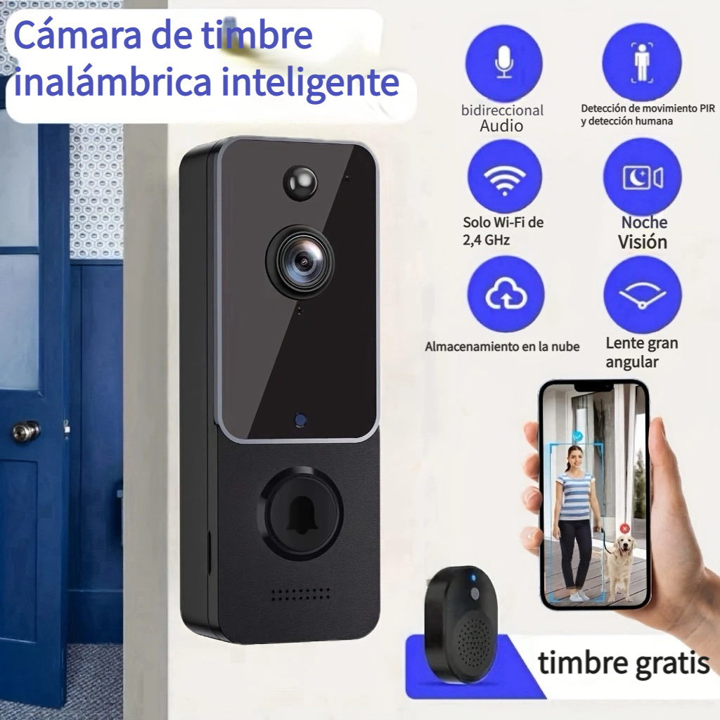 Timbre Cámara Paquete Inalámbrico Video Timbre Wifi 1080p Hd - Temu