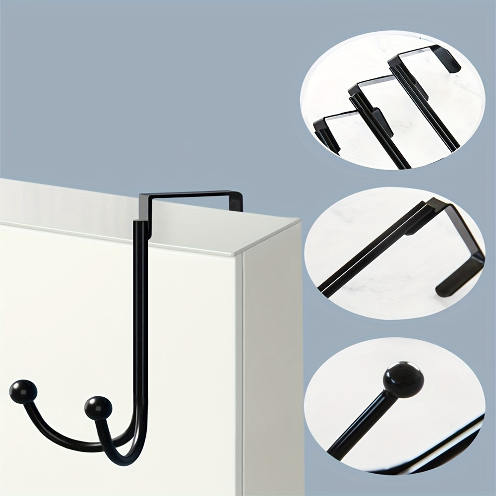 HFHOME 2Packs Over The Door Double Hanger Hooks, Metal Twin Hooks Organizer  for Hanging Coats, Hats, Robes, Towels- Black