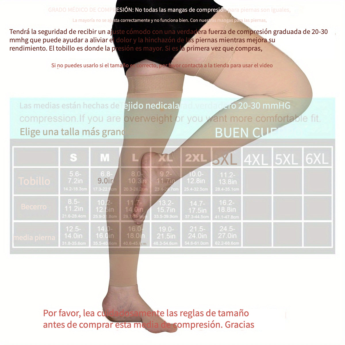  Pantimedias de compresión para hombres - Soporte graduado firme  20-30mmHg, Negro - : Salud y Hogar