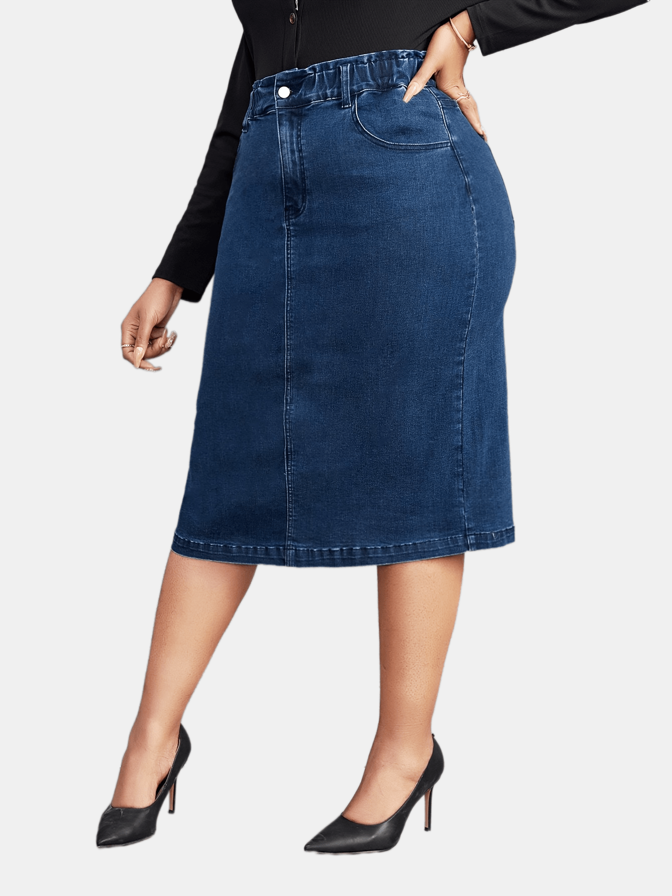 Jupe en jean discount crayon taille haute