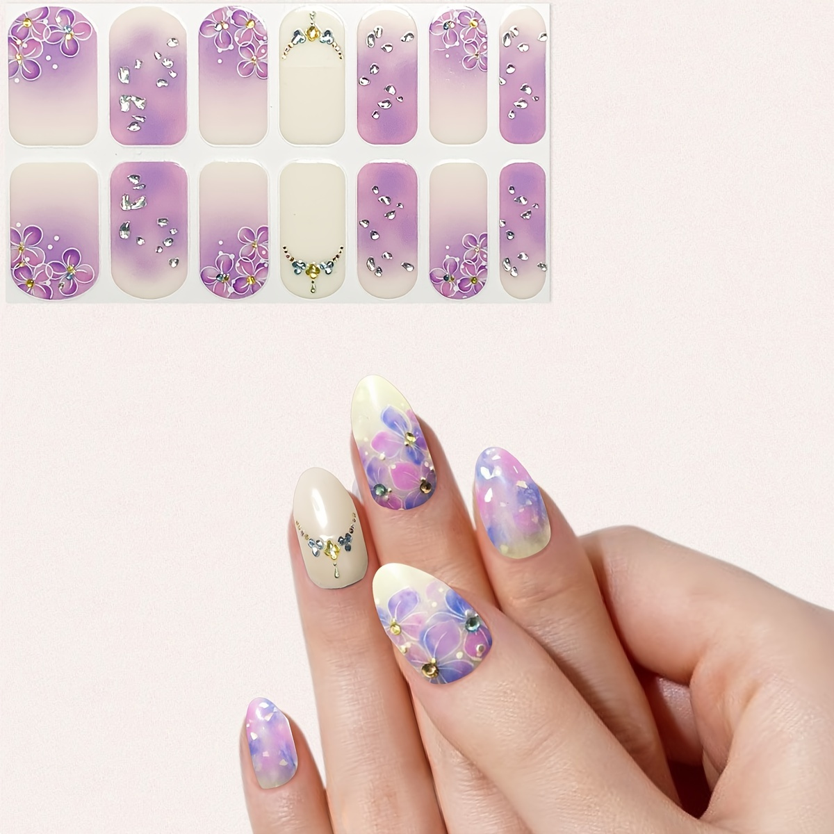 

Spring Summer Nail Wraps With Design Self Adhesive Full Cover Nail Decals Art Nail Polish Stickers False Nail Decals Manicure Stickers For Girls Women